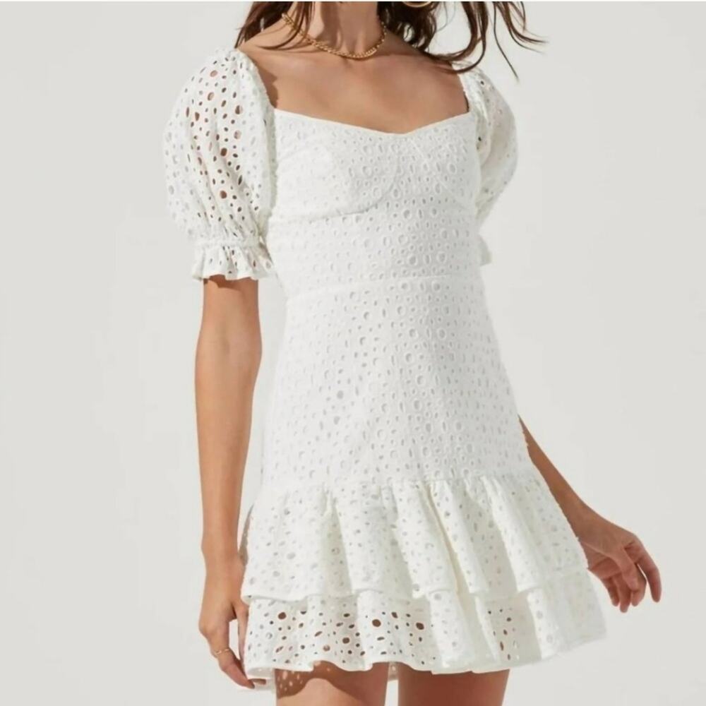ASTR Roseville Embroidered Floral Eyelet Mini Dress